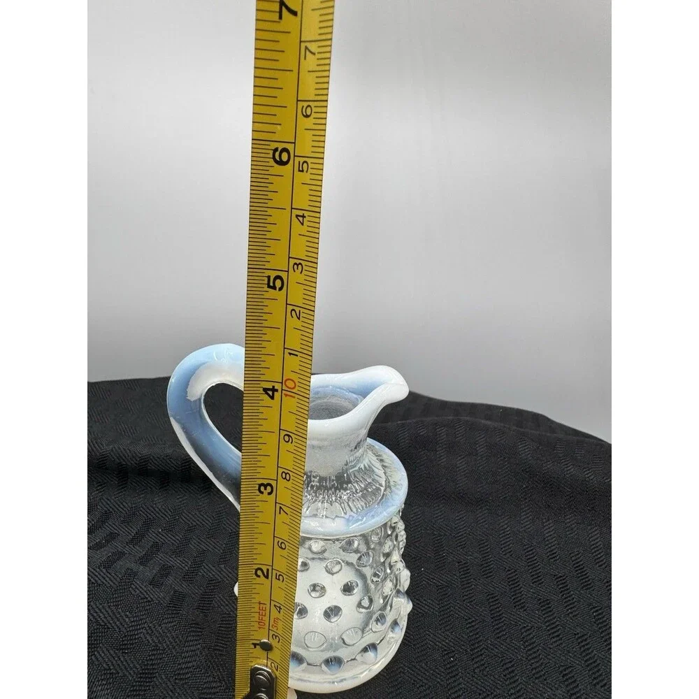 Vintage FENTON Opalescent Moonstone Hobnail Cruet White Clear  NO STOPPER